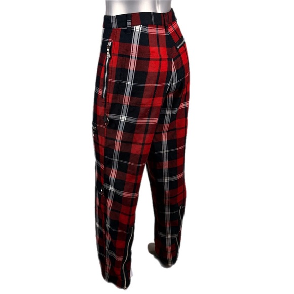 Morbid Threads | Red & Black Plaid Zipper & Ring Pants - Picture 7 of 13